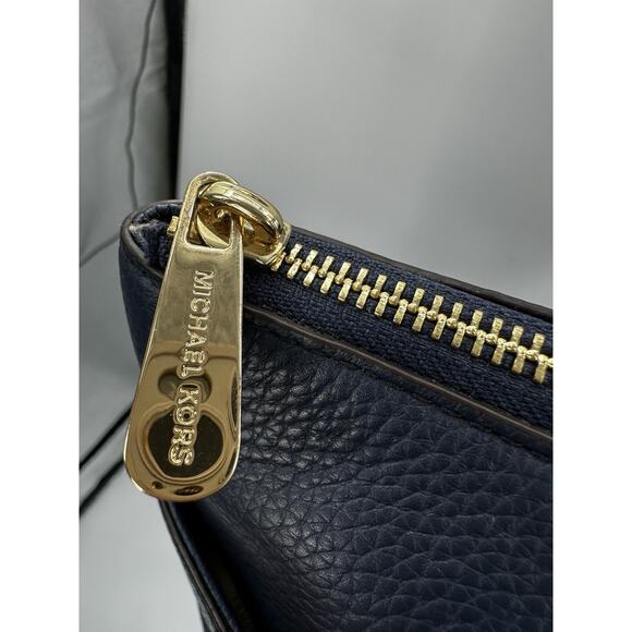 Michael Kors Jet Set Large Navy Pebbled Leather Tote Shoulder Bag Gold - Picture 4 of 7